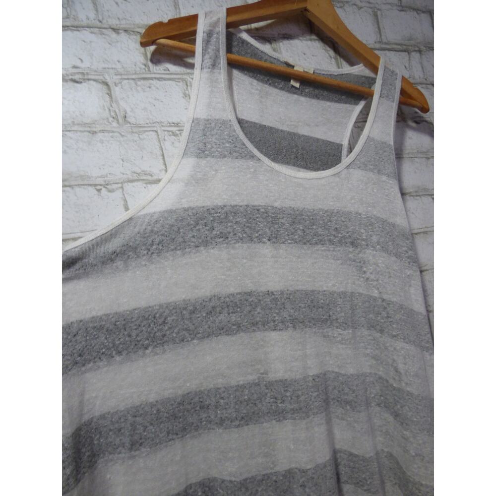 Eileen Fisher Organic Linen Gray White Striped Tank Top Large NEW - Picture 4 of 10